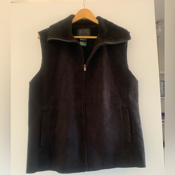 Lauren Vest Black Faux Suede Sherpa Fleece Lined XL - Picture 3 of 5